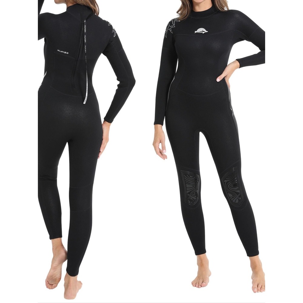 XUKER Womens 2mm Neoprene Wetsuit Full Body Diving Surfing Suit Black Small NEW